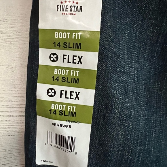 Wrangler Boy's Jeans Five Star Boot Fit Flex Size 14 Blue Slim Husky –New w/Tags - Picture 4 of 13